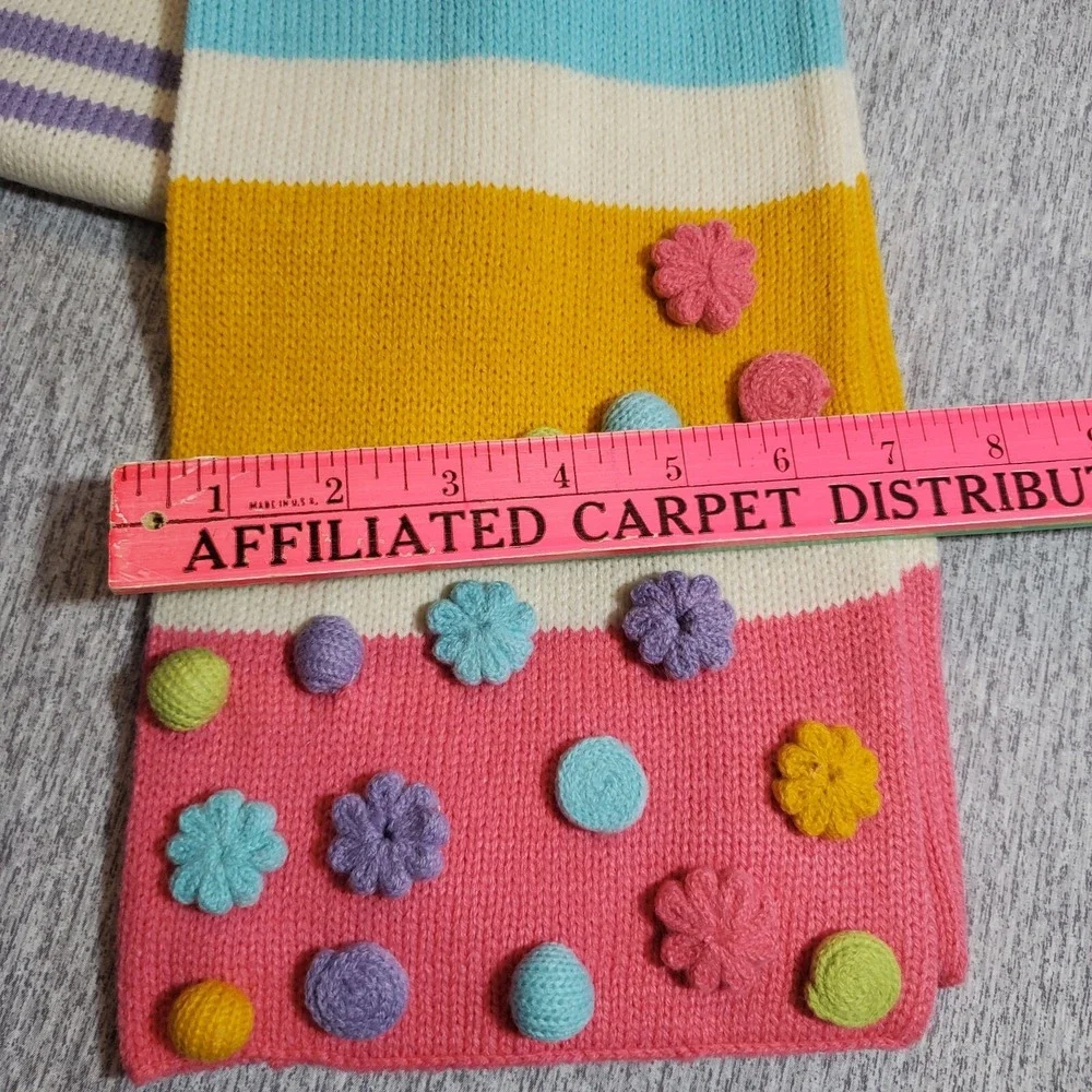 Little Miss Mismatched Pastel Pink Knit Girls Striped Colorful Scarf Funky Cute‎